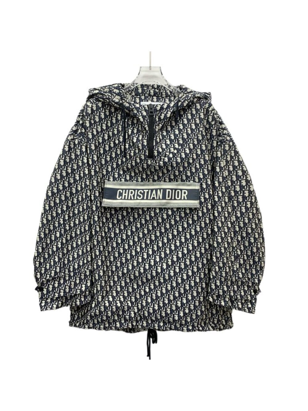 Dior Color-Block Oblique Monogram Hooded Half-Zip Jacket